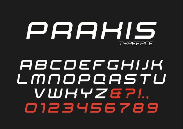 Praxis vector decorative italic font design, alphabet, typeface, — Stock Vector
