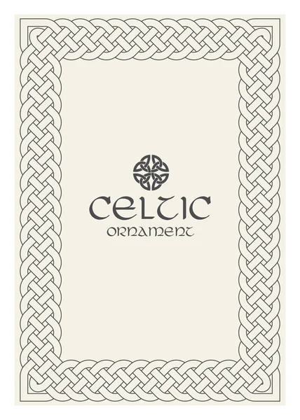 Keltischen Knoten geflochtenen Rahmen Rand Ornament. a4 Größe — Stockvektor