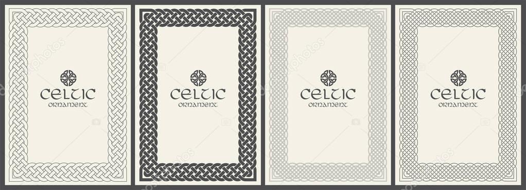 Celtic knot braided frame border ornament. A4 size