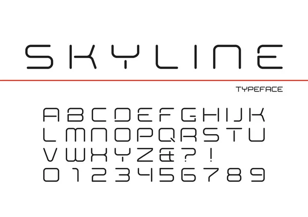 Skyline-Vektor dekorative regelmäßige Schriftgestaltung, Alphabet, Schrift — Stockvektor