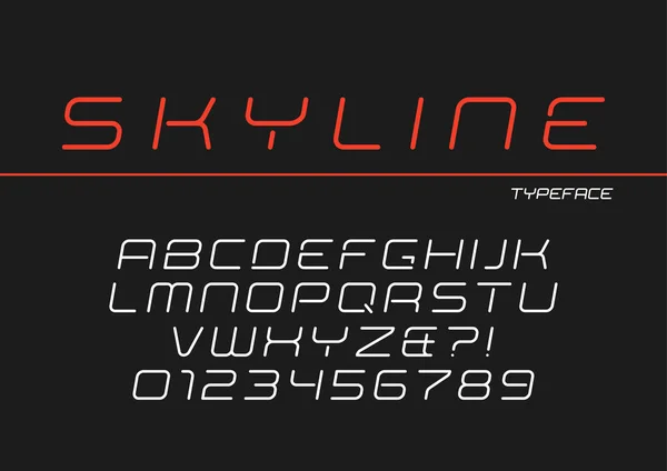 Skyline-Vektor dekorative kursive Schriftgestaltung, Alphabet, Schrift — Stockvektor