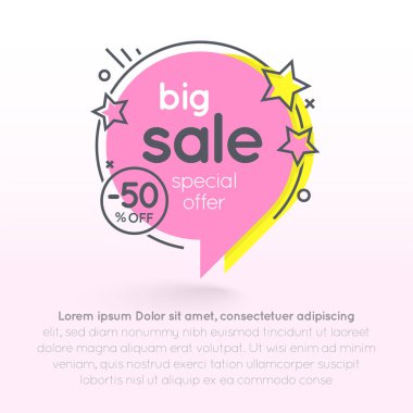 Düz doğrusal promosyon etiket, fiyat etiketi, etiketi, rozet. Modern