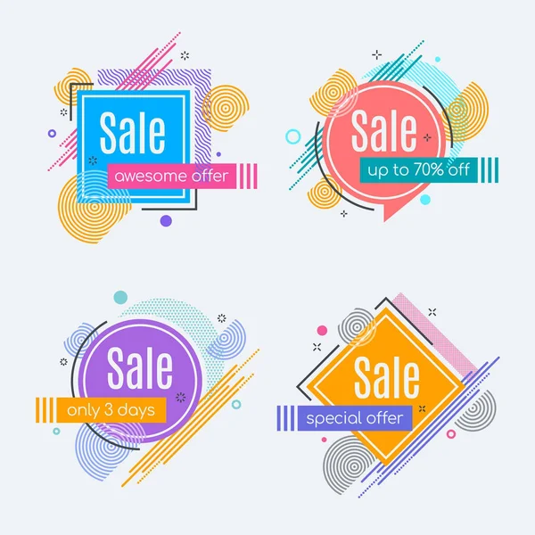 Colorful abstract frames for sale styled banners, labels, tags — Stock Vector