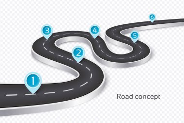 3D yol Infographic konsepti üzerinde beyaz bir arka plan sarma. Tüm
