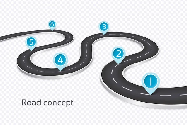 Bobinado 3d concepto de infografía vial sobre un fondo blanco. Timel — Vector de stock