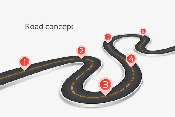 3D yol Infographic konsepti üzerinde beyaz bir arka plan sarma. Tüm — Stok Vektör