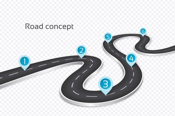 Enrolamento conceito infográfico estrada 3d em um fundo branco. Prazo — Vetor de Stock