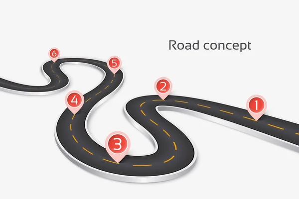 Vinutí 3d silniční infografika koncept na bílém pozadí. Timel — Stockový vektor