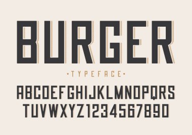 Burger vektör retro normal font tasarımı, alfabe, yazı, typ