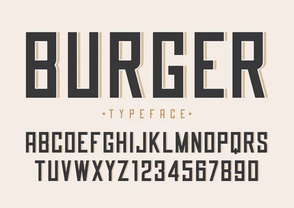 Diseño de retro fuente regular del vector de Burger, alfabeto, tipo de letra, tipo — Vector de stock