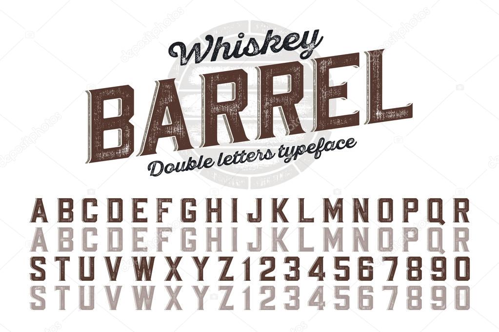 Decorative vector vintage typeface, double letters. Color swatches control