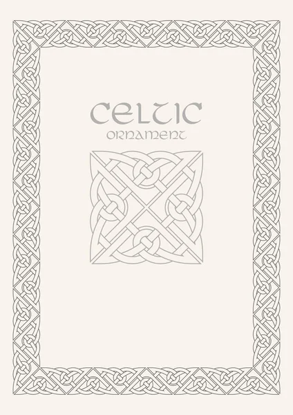Keltský uzel pletená ozdoba hranice rámečku. Velikost A4 — Stockový vektor
