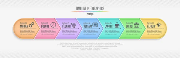 Sept étapes infographie chronologie, présentation, rapport, web desi — Image vectorielle