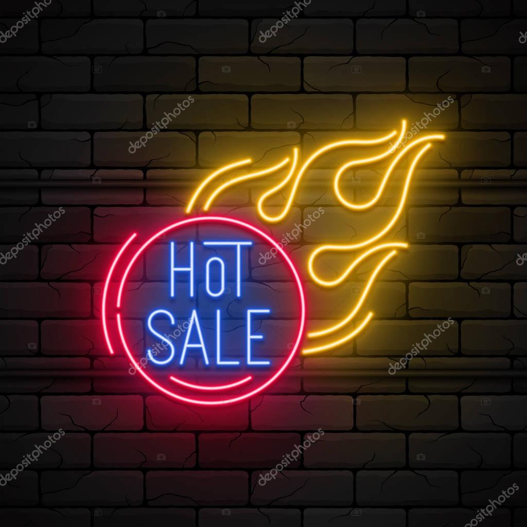Neon light hot sale promotion banner, price tag, discount. Swatch color control