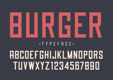 Burger vektör retro normal font tasarımı, alfabe, yazı, typ