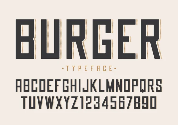 Burger vector retro regular font design, alfabeto, carattere, typ — Vettoriale Stock