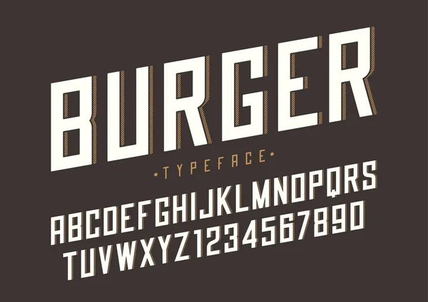 Hamburger vector retro regelmatige lettertype ontwerp, alfabet, lettertype, typ — Stockvector