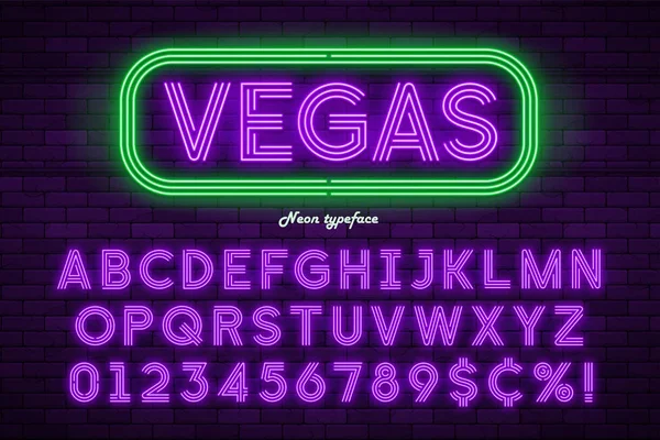 Neon ışık alfabesi, gerçekçi ekstra parlak yazı tipi