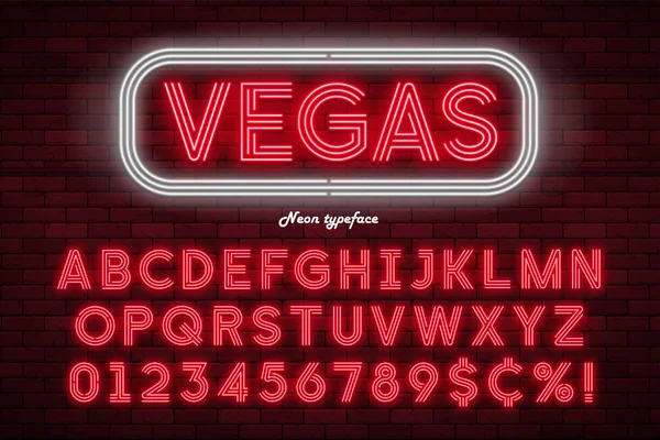 Neon light alfabet, realistyczne ekstra świecące czcionki — Wektor stockowy