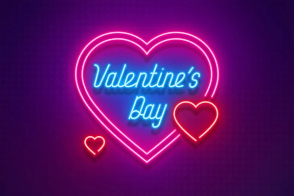 Neon light Valentine's day I love you card — Stock Vector