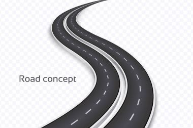3D yol konsepti şeffaf bir arka plan üzerine sarma. Zaman çizelgesi te