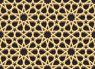 Seamless modeli içinde Arap tarzı 3d sonuç. Renkli saatler contr