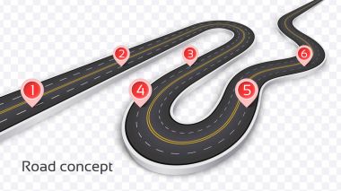 3D yol konsepti şeffaf bir arka plan üzerine sarma. Zaman çizelgesi te