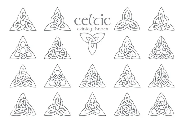 Vector Keltische trinity knoop. 18 onderdelen. Etnische sieraad. Geometrische — Stockvector