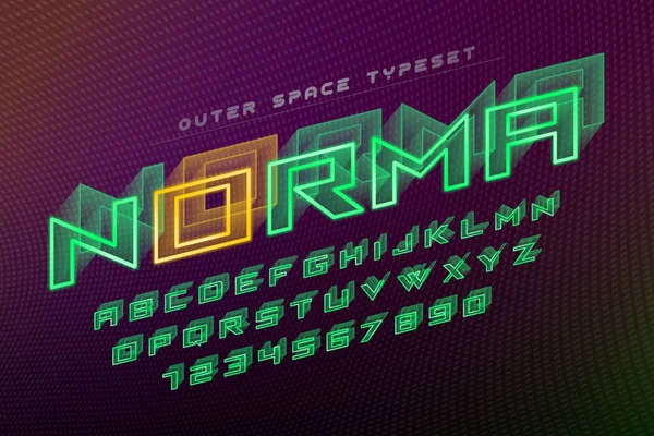 Norma futuristischer Vektor dekoratives Schriftdesign, Alphabet — Stockvektor