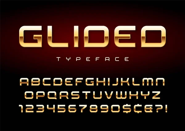 Vektor goldglänzende Displayschrift, Alphabet, Zeichensatz — Stockvektor