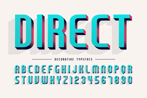 Декоративний 3d шрифт, літери та цифри Векторні ілюстрації . — стоковий вектор