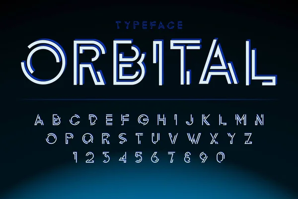 Futuristiska display font design, alfabetet, teckenuppsättning — Stock vektor