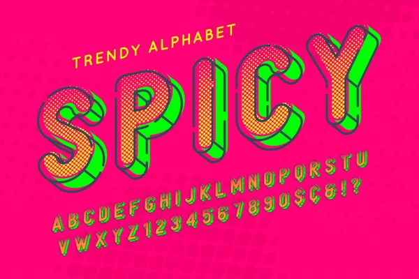 Verkorte weergave lettertype popart ontwerp, alfabet, letters en gevoelloos — Stockvector