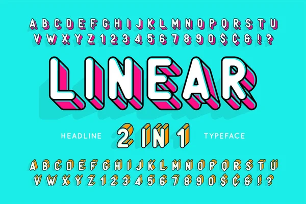 Trendy display font popart design, alphabet, letters and numbers — Stock Vector