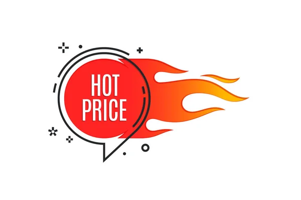 Banner de fogo de promoção linear plana, etiqueta de preço, venda quente, oferta, p —  Vetores de Stock