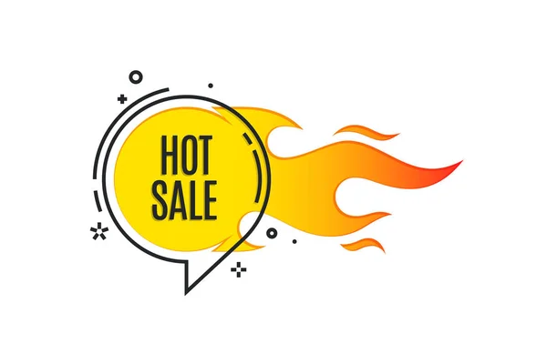 Banner de fuego de promoción lineal plana, etiqueta de precio, venta caliente, oferta, p — Vector de stock