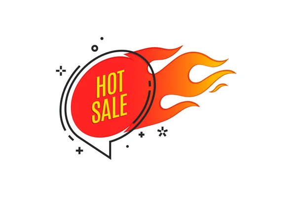 Banner de fuego de promoción lineal plana, etiqueta de precio, venta caliente, oferta — Vector de stock