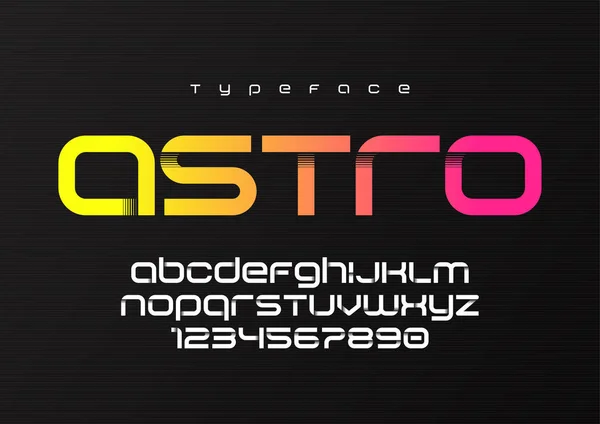 Astro-futuristisches minimalistisches Displaydesign, Alphabet, Schrift — Stockvektor