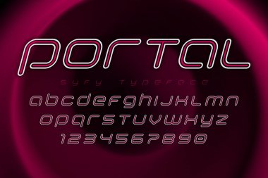 Portal fütüristik ekran yazı tipi tasarımı, alfabe, karakter kümesi