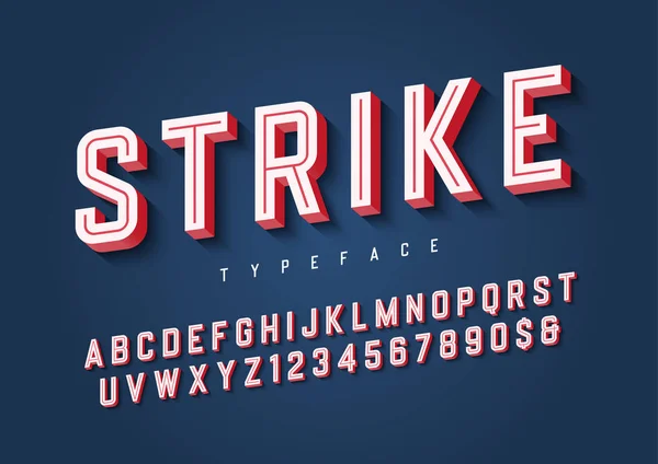 Strike moderní inline sportovní zobrazení písma design, abeceda, typef — Stockový vektor