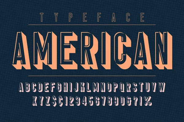 American trendy vintage display font design, alphabet, typeface — Stock Vector