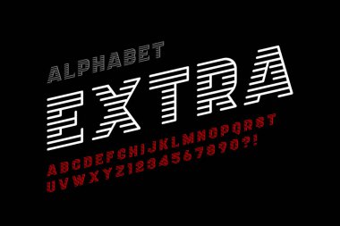 Dinamik tasarım yazı tipi, alfabe, harfler ve sayılar.