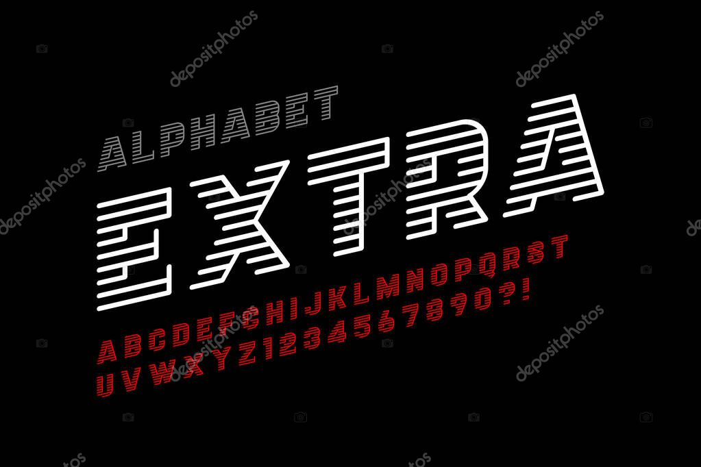 Download Dynamic Design Display Font Alphabet Letters And Numbers 13 Degree Skew Premium Vector In Adobe Illustrator Ai Ai Format Encapsulated Postscript Eps Eps Format PSD Mockup Templates