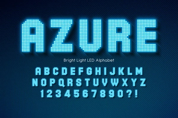 Shining Led light ábécé, extra ragyogó betűtípus. — Stock Vector