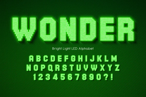 Leuchtendes LED-Licht Alphabet, extra leuchtende Schrift. — Stockvektor
