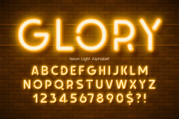 Neon light 3d alphabet, extra glühende moderne art. — Stockvektor