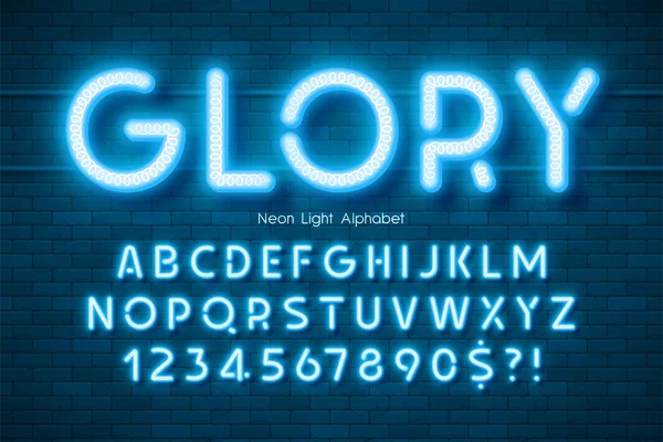 Neon light 3d alphabet, extra glühende moderne art. — Stockvektor