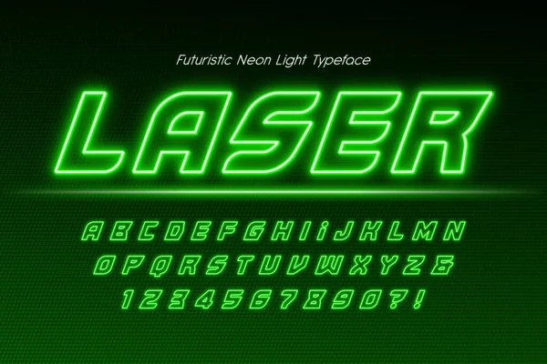 Neon light 3d alphabet, extra glühende moderne art. — Stockvektor