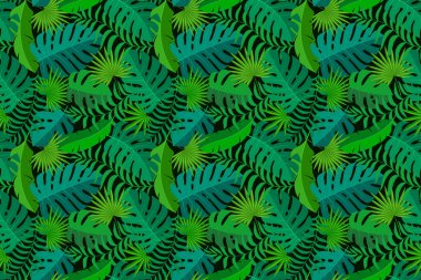 Tropik, pürüzsüz doğal egzotik yapraklar..