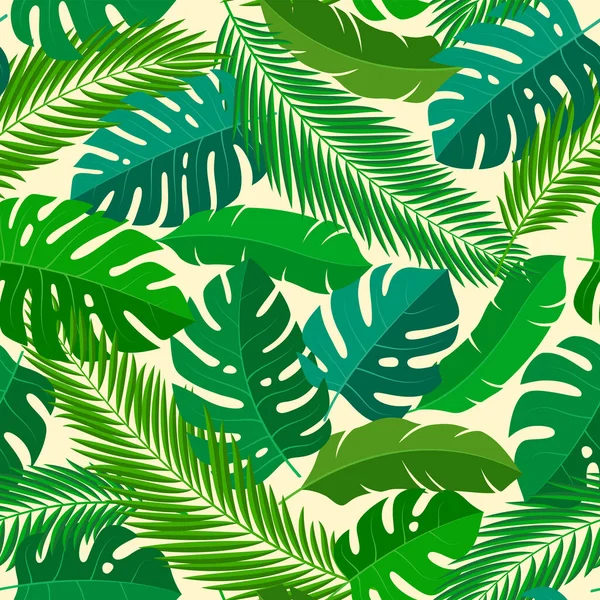 Tropisches nahtloses natürliches Muster exotischer Blätter. — Stockvektor